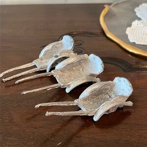 Set of 3 Antique Silver-Tone Miniature Horse-Drawn Carriage Shells / Bodies